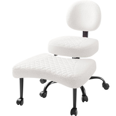Ergonomic Cross Legged Meditation Chair, 360° Swivel Office Chair With Wheels, ADHD Chair With Footrest, Lumbar Support, Wider Height Adjustable Backrest And Seat, Faux Leather Kneeling Chair For Yoga