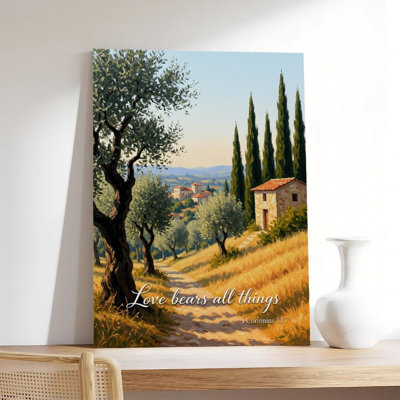 Canvas Wall Art Love Bears All Things 1 Corinthians 13 Bible Verse Wall Art Vintage Poster Print Home Decor