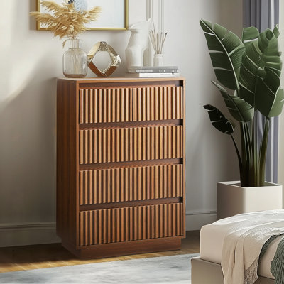 Commode 5 tiroirs l 27,5 po avec panneau ondulé Stanton