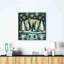 «Midnight Serenade: Golden Snowflakes and Deer», art sur toile-29877013