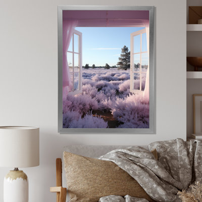 Lavande, prairie, vue de fenêtre 4 - prairie, art mural