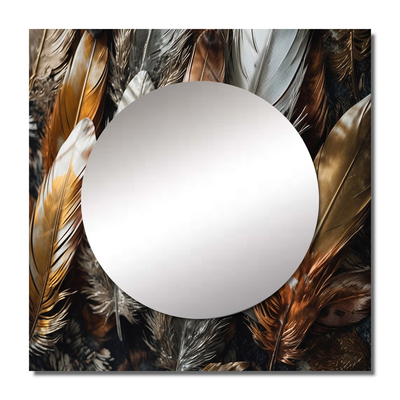 Miroir mural de salon Rerry - Glam Feather, 23 po x 23 po