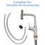 Robinet de cuisine rotatif rétractable Abuzer 360 en nickel brossé, 4 options de jet pour différents besoins, contrôle des éclaboussures, cartouche en céramique à fonctionnement doux, ensemble d'installation complet, nickel de style contemporain-121752866