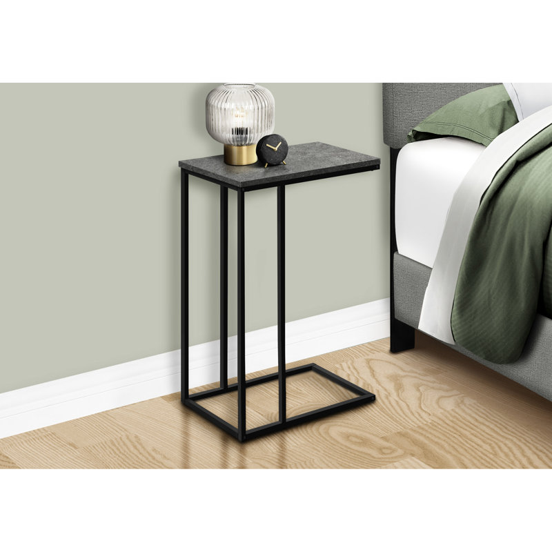 Table à collation dans le salon - stratifié gris, finition stratifiée de la pièce supérieure, base en métal noir