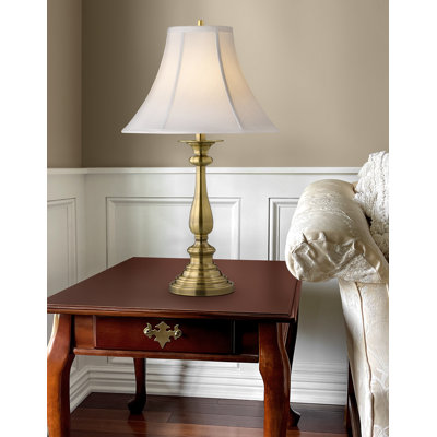 Patrick Henry 27" Satin Antique Brass Table Lamp
