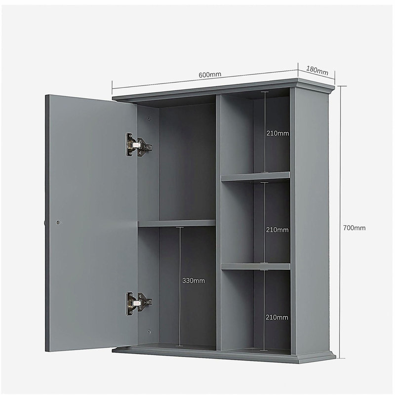 Armoire murale de salle de bain 23,6 po, Gris