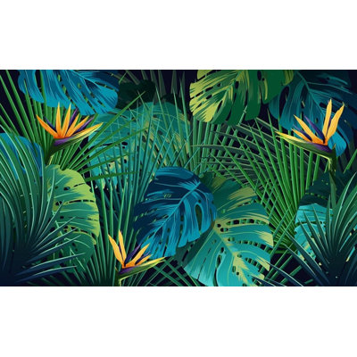 Tropical Bird of Paradise Jungle Wallpaper for Home Decor