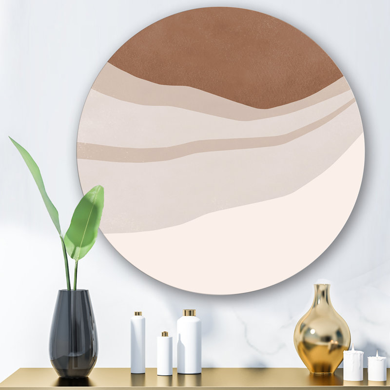 Terre cuite et formes d'ivoire avec effet usé - art mural moderne en métal, H 23 po x l 23 po x P 1 po
