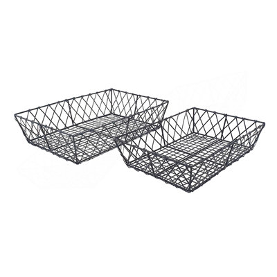 S/2 Rectangular Iron Trays,Black