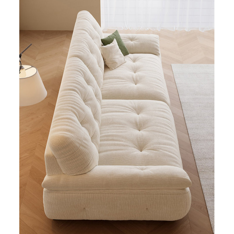 Canapé blanc modulaire en chenille, H 37,01 po x l 102,36 po x P 39,37 po, 3