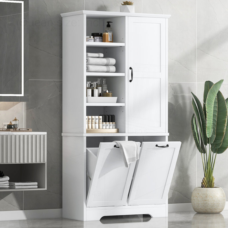 Bathroom Storage Cabinet with Doors and Drawers, White