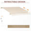 & Water - Auvent de terrasse 13 pi x 8 pi - Manivelle rétractable manuelle, cadre en aluminium pour patio, cour, tissu de parasol de patio pour balcon, cadre, terrasse, balcon, rayures beiges