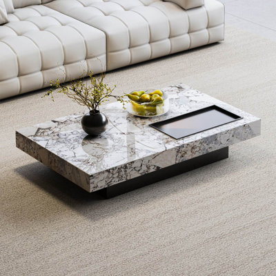 Table basse rectangulaire, marbre ivoire naturel