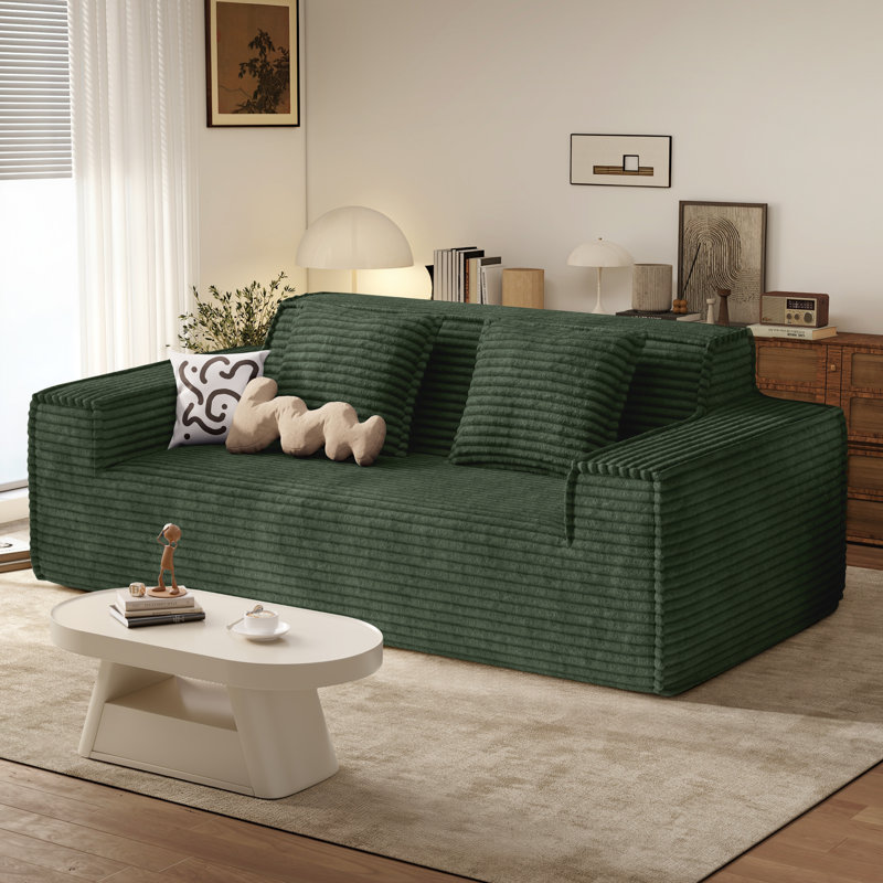 2 Seater Corduroy Loveseat, Green