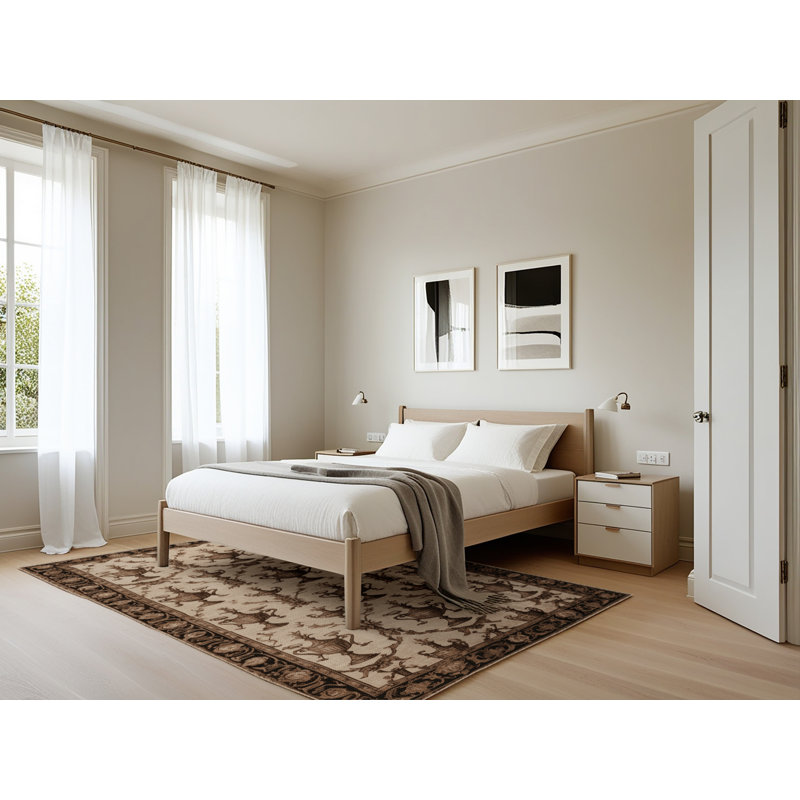 Tapis brun français lavable à la machine, Rectangle 5 pi x 7 pi