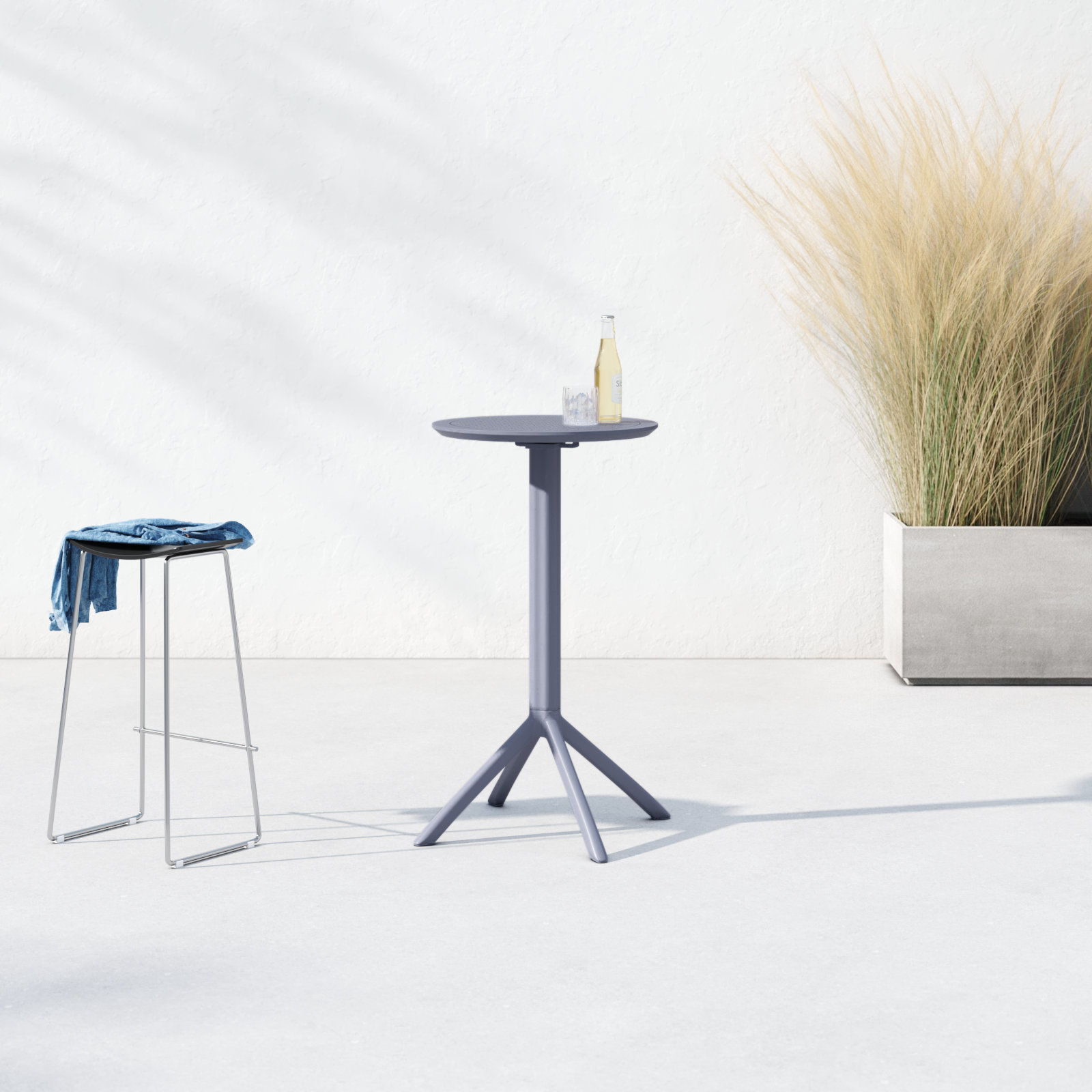 Elodie Patio Bar Table, Dark Gray, 42.5'' H x 23.6'' W x 23.6'' L