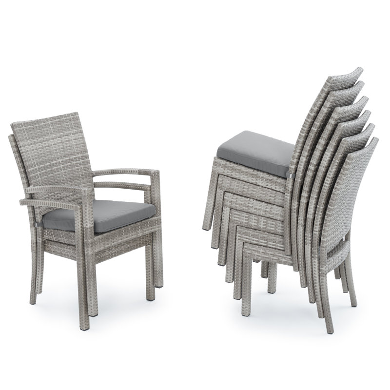 Cannes 9 Piece Dining Set with Cushions, Gray Frame/Charcoal Gray Cushion