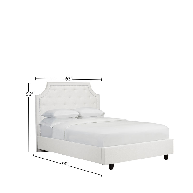 Lit plateforme tapissier Stott, Grand, Similicuir blanc