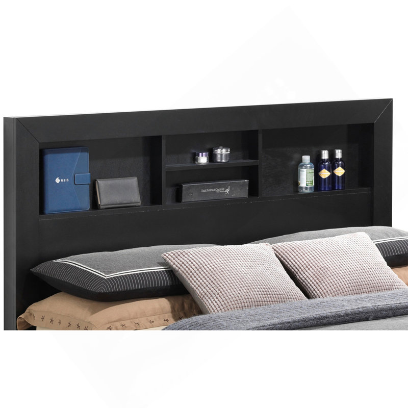 Lit de rangement double polyvalent en noir élégant, Full