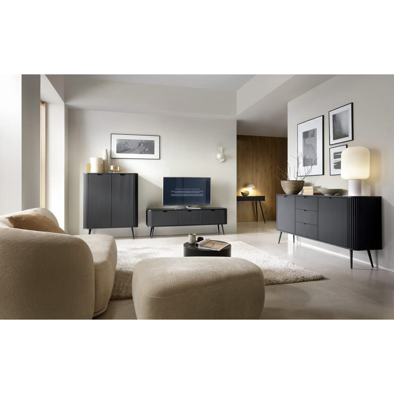 Sophisticated Midnight Delfausse TV Cabinet 168cm - Elegant Entertainment Hub, Black