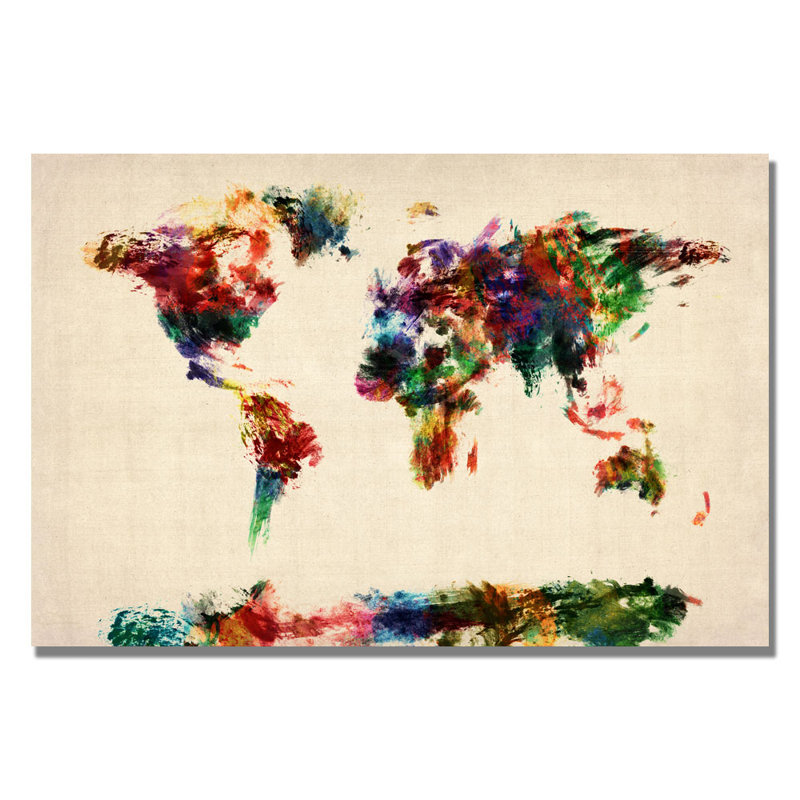 "Ormsby", peinture abstraite, carte du monde par Michael Tompsett, impression sur toile, H 24 po x l 16 po x P 2 po