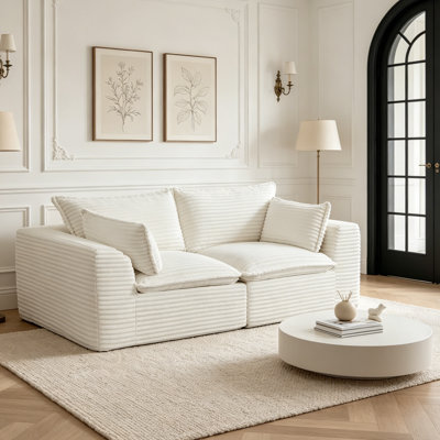 78.8" Cloud Modular Sectional Sofa – Modern Corduroy Upholstered Couch, Deep Seat, No Assembly Required