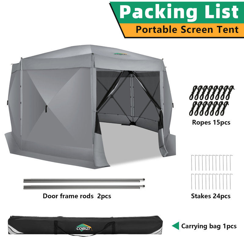 15x15ft Pop Up Gazebo Screen Tent Screen House for Camping, 15x15 Screen Room with Mosquito Netting, Hub Tent Instant Screened Canopy with Carrying Bag and Ground Stakes