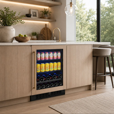 Signature 24 In. 84 Can And 13 Bottle Panel-ready Single Door Single Zone Built-in  Wine Refrigerators
