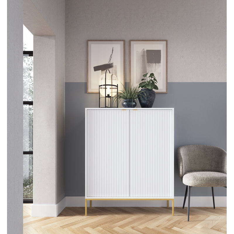 Bernhardine 104cm Sideboard, White/Golden