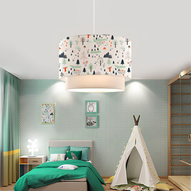 Elegant Fabric Chandelier Light Fixture, 11.8 in Cap Diameter x 7.9 in Cap Height, Total Height: 27.6 in | E27 Max 40W | Stylish Home Lighting for Living Room, Dining Room & Bedroom, Modern Design & Warm Ambiance