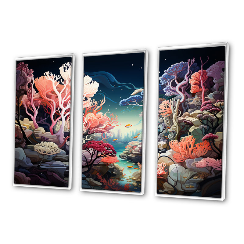 Ensemble de salon Coral World Expression I - Coastal Coral Under Water, Cadre flottant blanc, H 28 po x l 36 po x P 1 po