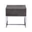Table de bout moderne en chêne gris avec base de traîneau stable et rangement élégant