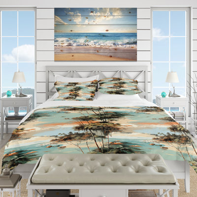 Ensemble de housse de couette Serene Coastline Tropical Pattern - Coastal