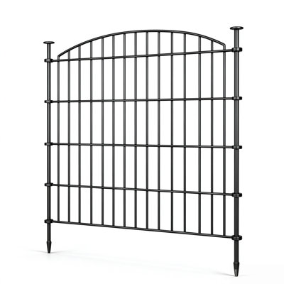 Sturdy Heavy-Duty Animal Barrier Fence 23ft L x 32in H Black Metal No-Dig Stake-In Garden Border Ground 10Pack