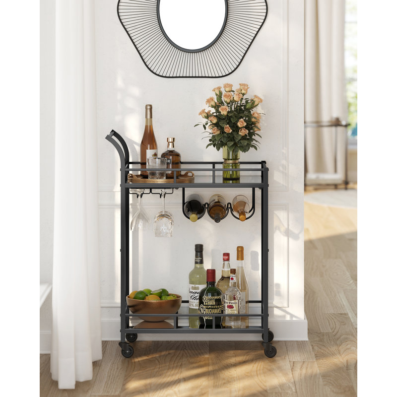 Aarnav Metal Bar Cart, Black