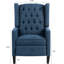 Fauteuil à oreilles inclinable manuel de 27,29 po de largeur en bleu - textile délavé, dossier haut avec boucle de traction, 3 vitesses réglables pour une utilisation à long terme, cadre intérieur en bois massif et contreplaqué, rembourrage en mousse à ressorts