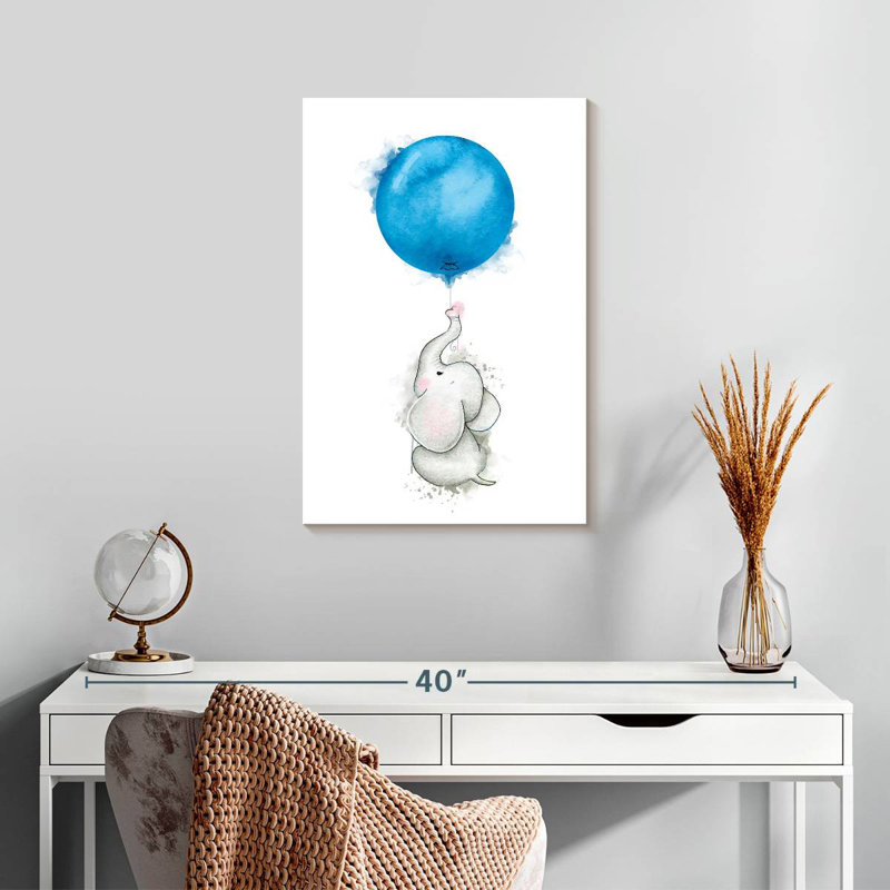 «Flying Baby Elephant Balloon Smudge», H 24 po x l 16 po