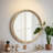 Round Decorative Wall Mirror, Distressed Wood Beaded Frame Mirror For Entryway, Living Room, Bathroom, Farmhouse Style Accent Mirror-1004659236