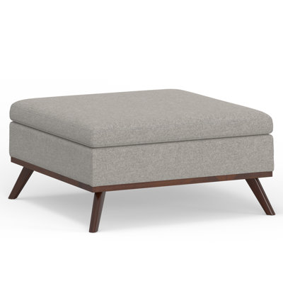 Owen 36"W Upholstered Fabric Mid-Century Modern Square Lift-Top Ottoman with Tufted Detail