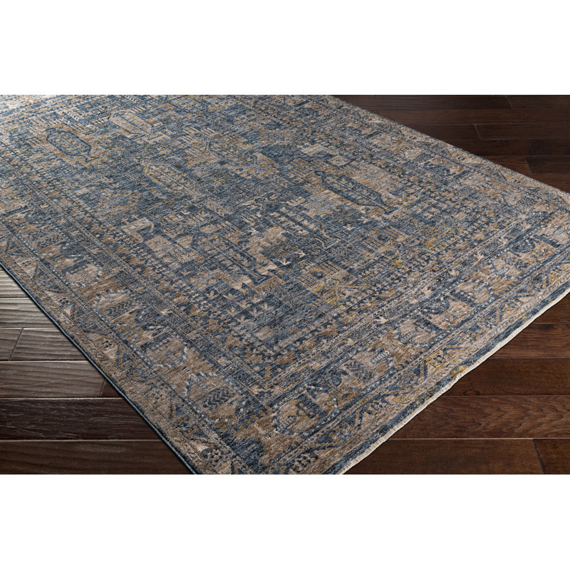 Tapis oriental bleu marine / brun Lessard, Rectangle 2 pi 7 po x 4 pi