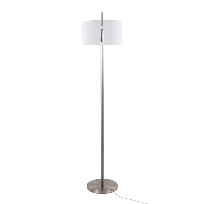 Lampe sur pied contemporaine en métal, Nickel brossé