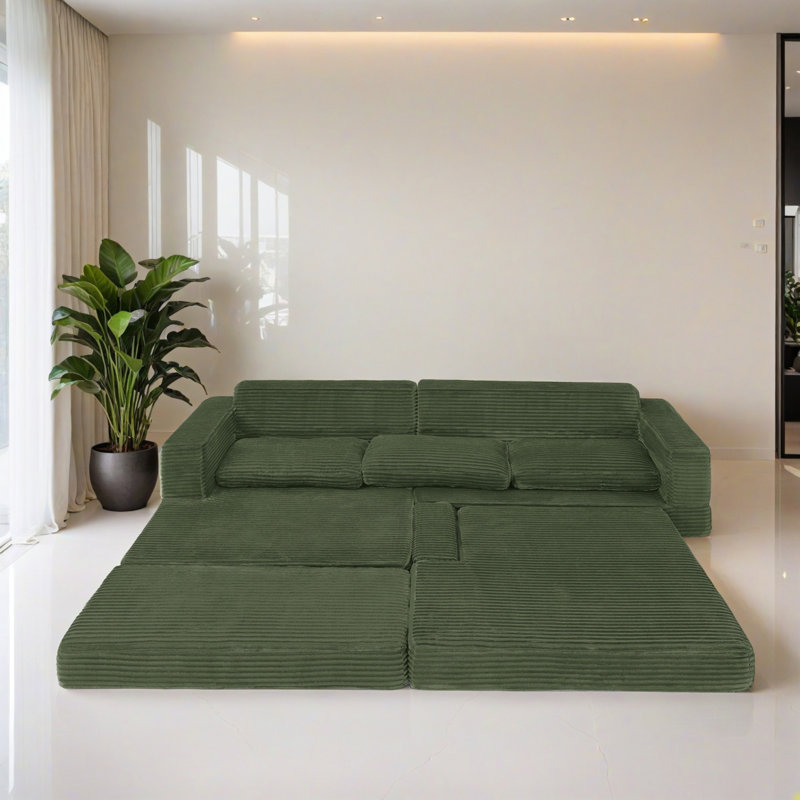 Canapé-lit modulaire 2 pièces pour salon, Polyester vert