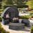 All-Weather 5-Piece Outdoor Daybed Conversation Sets with Retractable Canopy and Hidden Table-2076805672