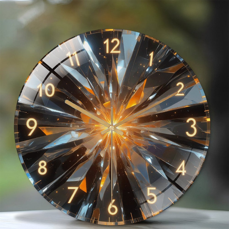 Luxury Crystal Wall Clock with Unique Design Art - 12'' Modern Glass Wall Clock