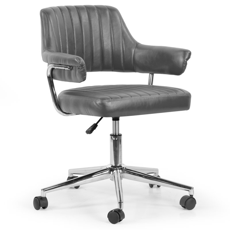 Chaise de travail pivotante en similicuir Avery, Gris