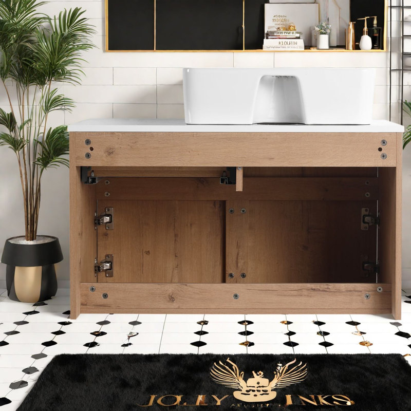 Meuble-lavabo moderne, 32 po, fixation murale en bois