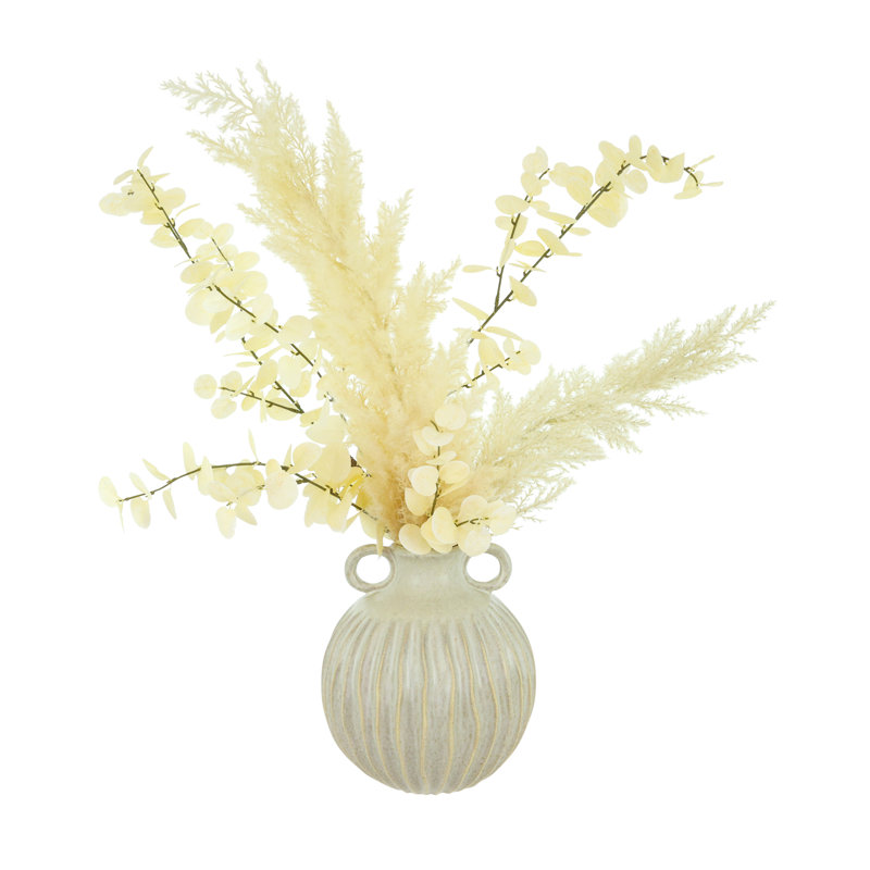 Pampas and Eucalyptus Arrangement in Ceramic Vase