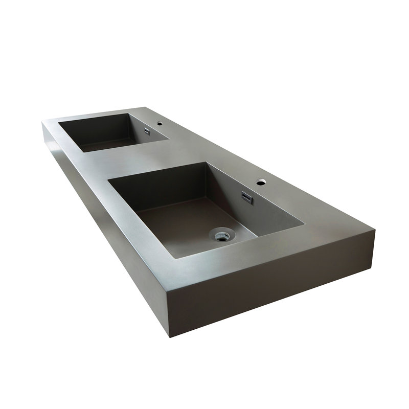 Ablitas 59.8 in. Rectangular Composite Granite Stone Bathroom Vanity Sink, Gray