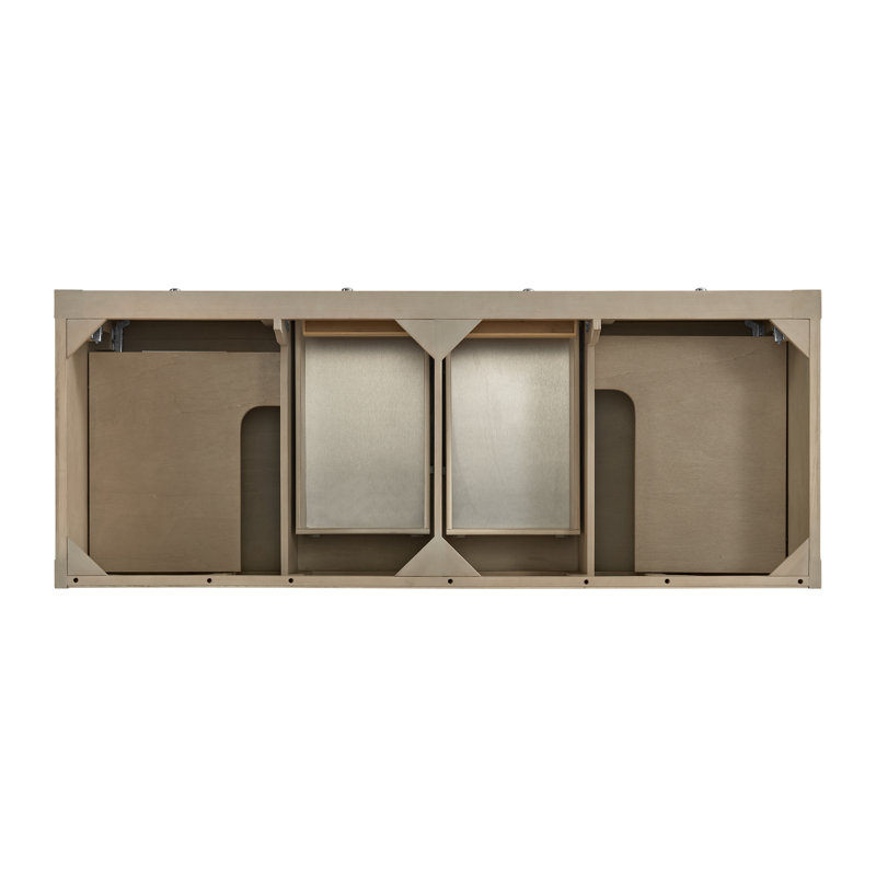 Breckenridge 59.88'' W Double Bathroom Vanity Base, Whitewashed Oak