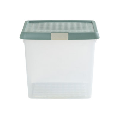 Wham Clip Square Plastic Storage Boxes with Secure Clip Lock Lids Clear/Stone/Slate Grey